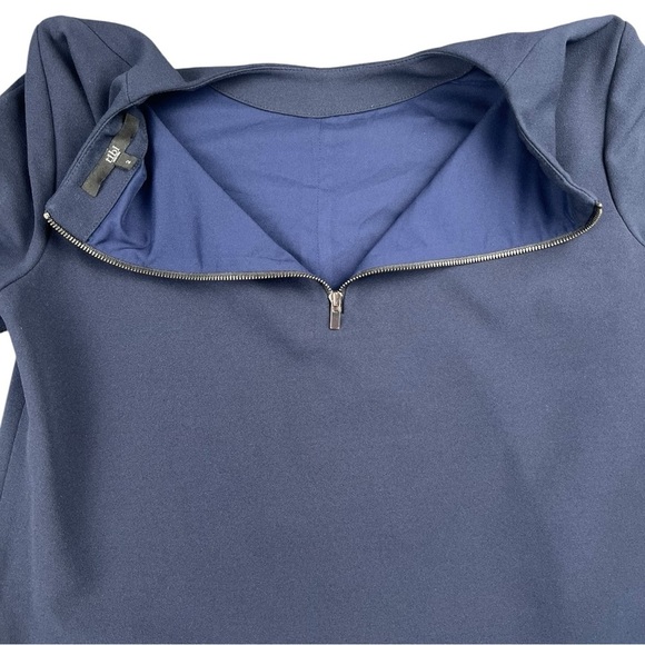 Tibi Tie Sleeve Structured Crepe Navy Shift Dress In Size 2 - Picture 11 of 11